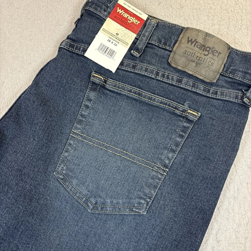 Wrangler‎ Authentics Jeans Mens 38x32 Blue Straight Leg Denim 10ZM200MB NWT